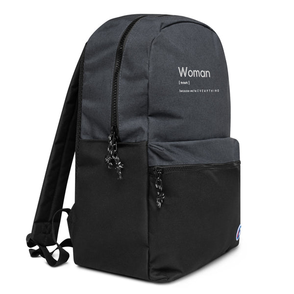 Woman (Noun) Embroidered Champion Backpack