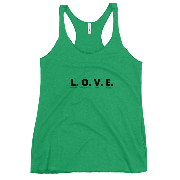 L.O.V.E.  Racerback Tank (Black Letters)