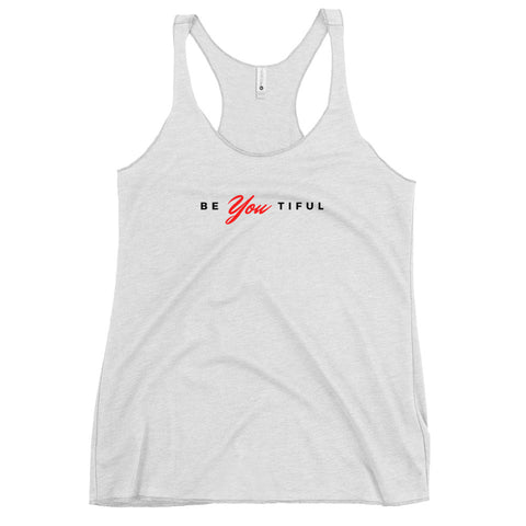 BeYOUtiful Racerback Tank (Black Letters)