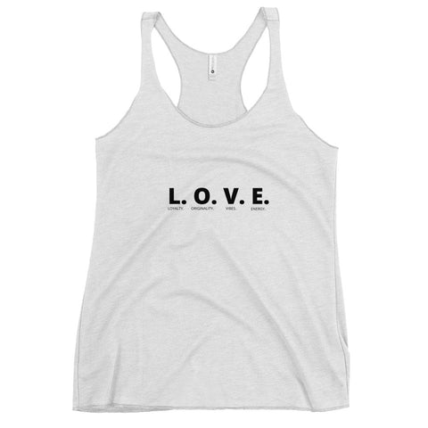 L.O.V.E.  Racerback Tank (Black Letters)