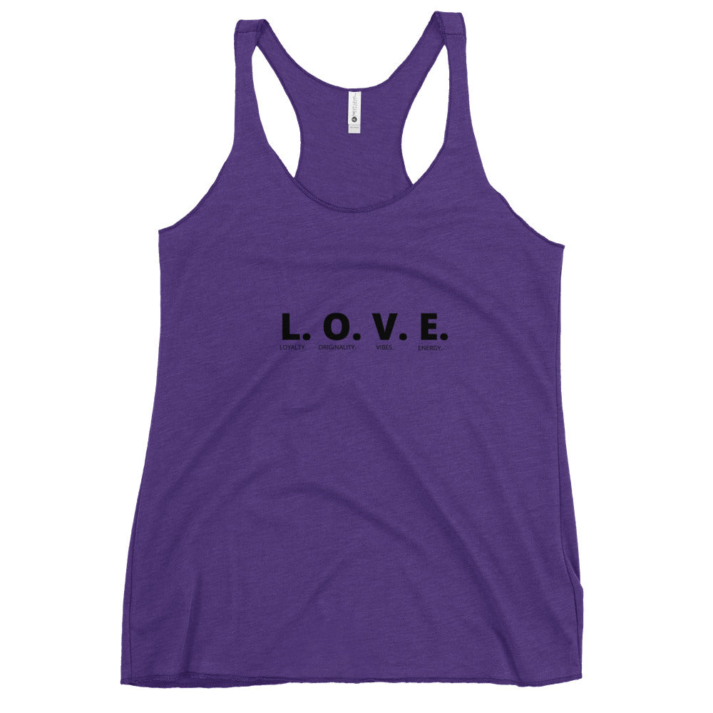 L.O.V.E.  Racerback Tank (Black Letters)