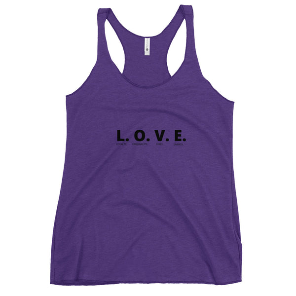 L.O.V.E.  Racerback Tank (Black Letters)