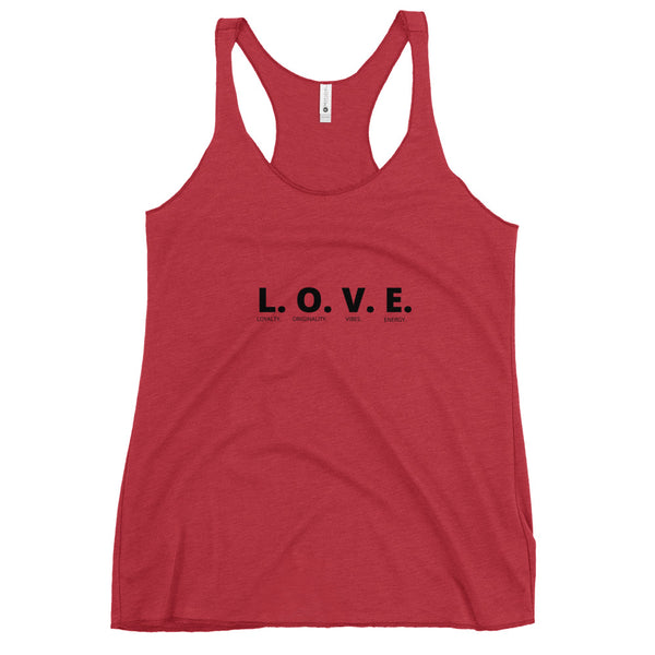 L.O.V.E.  Racerback Tank (Black Letters)