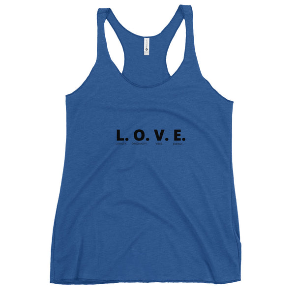 L.O.V.E.  Racerback Tank (Black Letters)