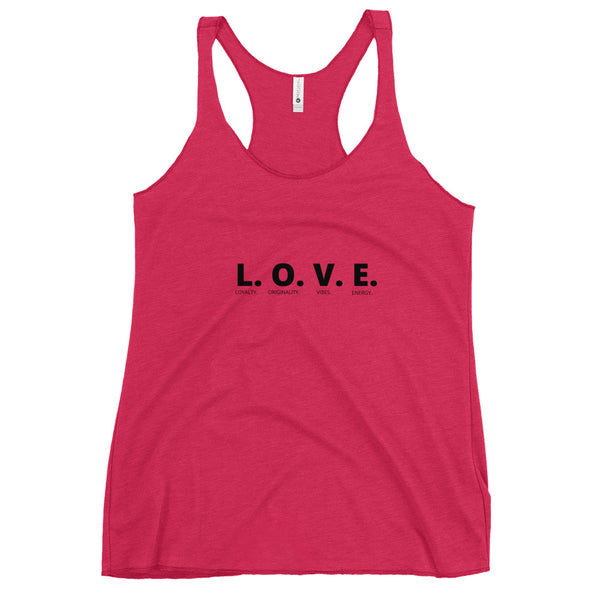 L.O.V.E.  Racerback Tank (Black Letters)