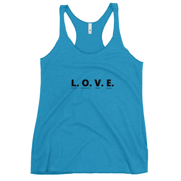 L.O.V.E.  Racerback Tank (Black Letters)